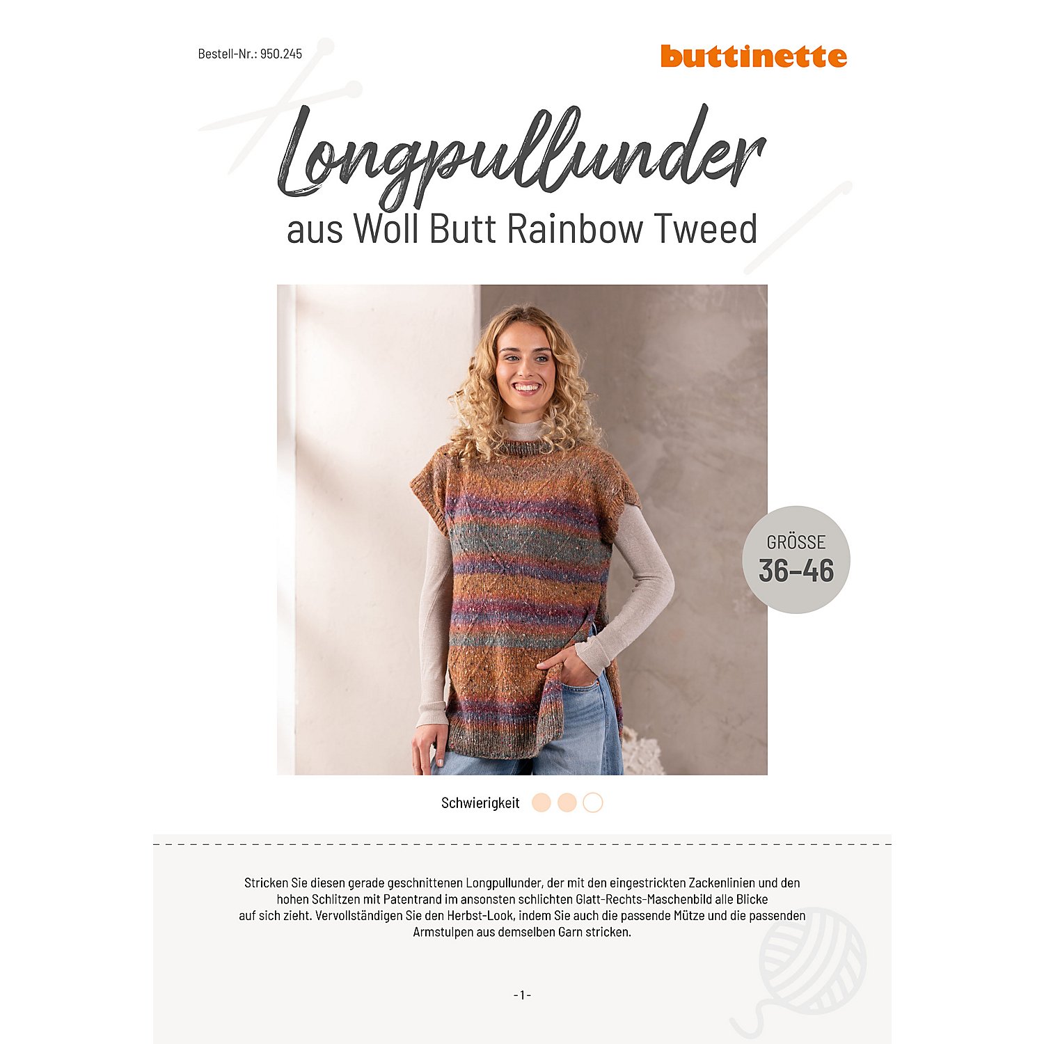 Strickanleitung – Longpullunder aus Woll Butt Rainbow Tweed