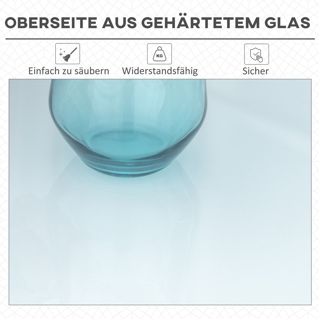 Outsunny Klapptisch Gartentisch mit Ø42mm Ø50mm Schirmloch Falttisch klappbar Beistelltisch Balkontisch Picknicktisch Esstisch Metall gehärtetes Glas Weiß 110 x 70 x 70 cm