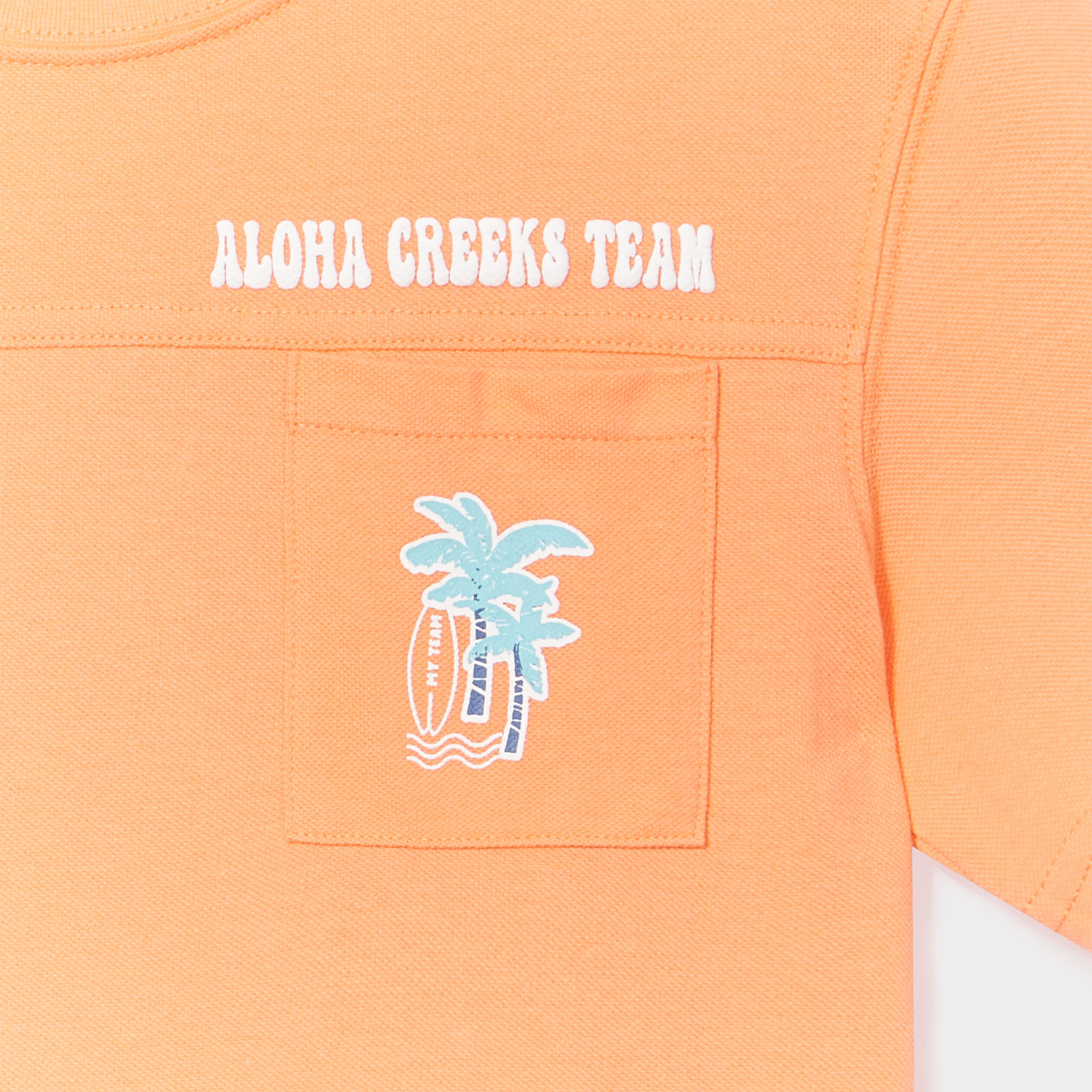 T-shirt manches courtes coton Creeks orange corail garçon | La Halle