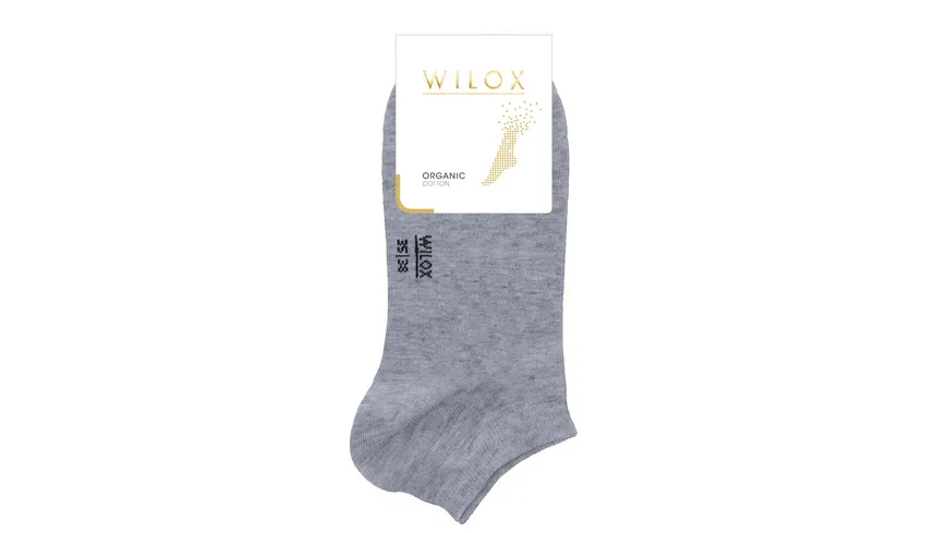 WILOX Damen Sneaker Socken Organic Cotton silber