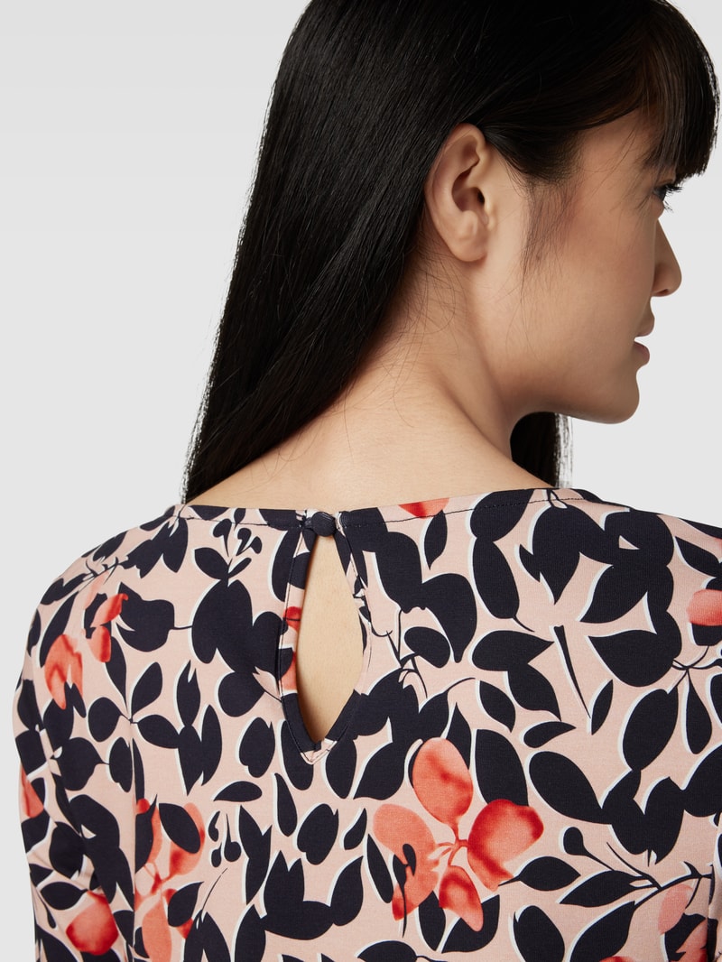 Knielanges Kleid mit Allover-Print in marineblau