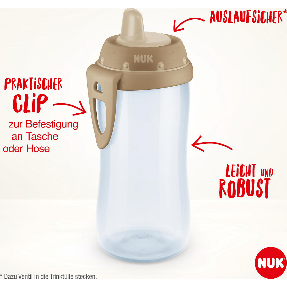 NUK Kiddy Cup mit beißresistenter Trinktülle, 300ml, auslaufsicher, ab 12 Monaten, 1 Stück, gelb