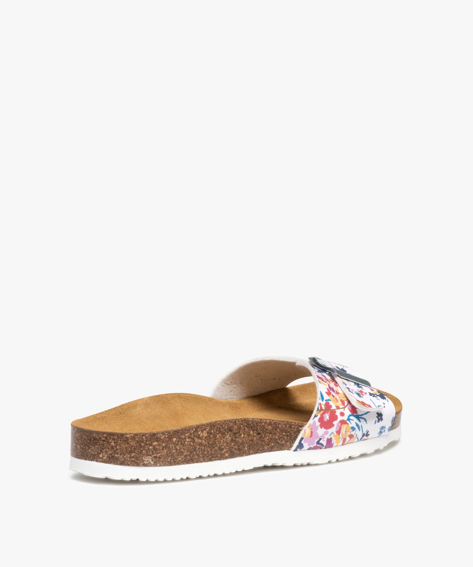 Mules femme plates avec bride à boucle inspiration Liberty blanc | GEMO