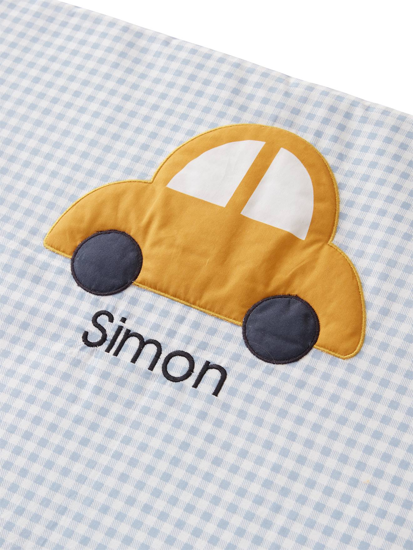 Vertbaudet Baby Meilenstein-Decke aus Musselin SIMONS AUTO, personalisierbar - blau