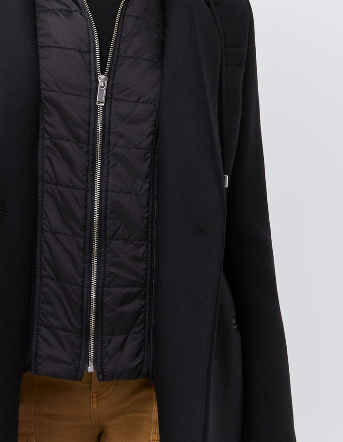 Manteau drap de laine à capuche femme