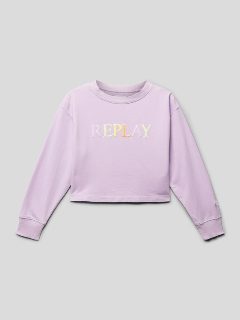 Sweatshirt mit Logo-Print in flieder