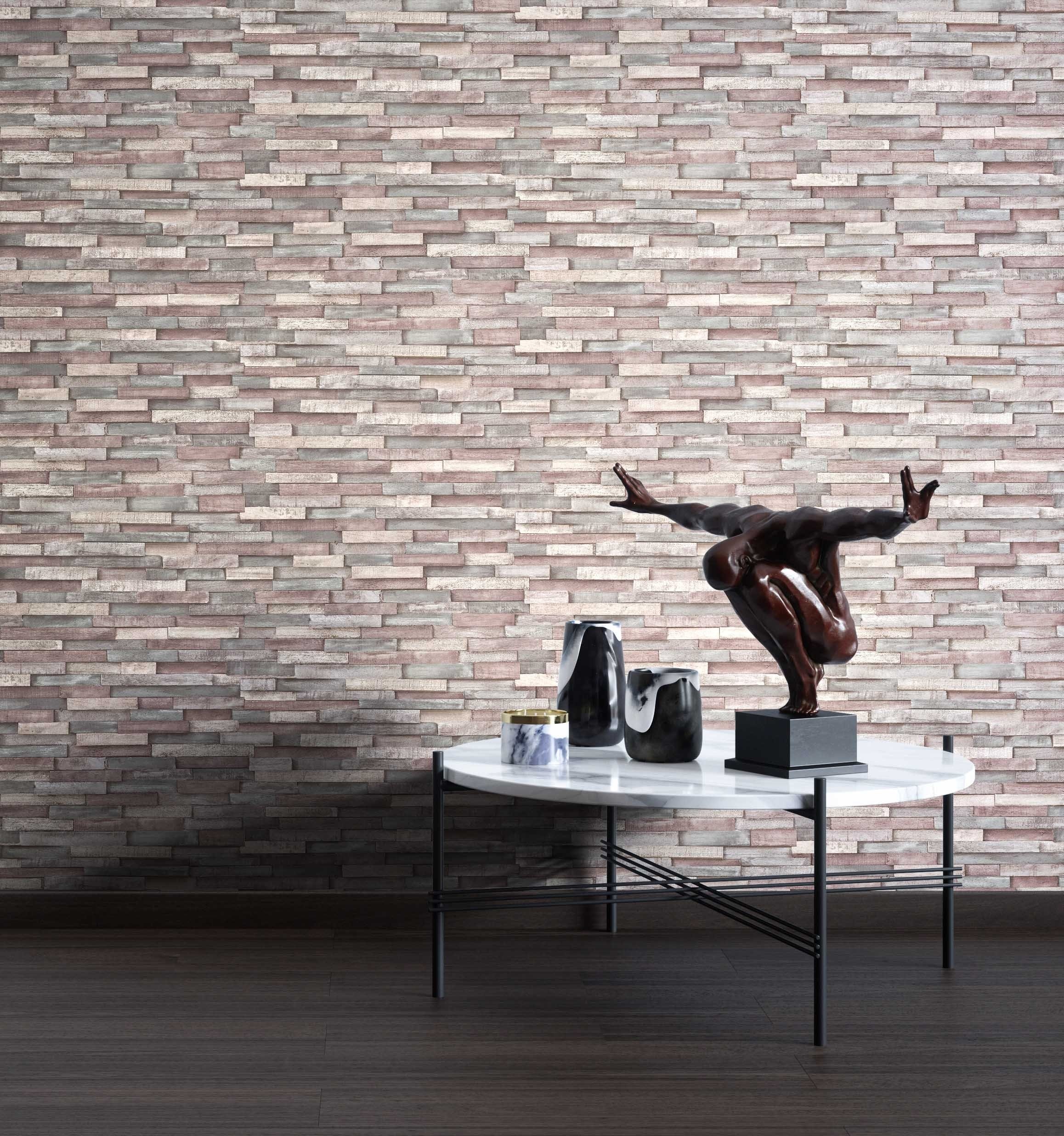 Newroom Vliestapete, Steintapete Braun Steintapete Ziegelstein Backstein Mauerwerk Klinker Stein Tapete Steinoptik Wohnzimmer, Tapete Steinoptik Wohnzimmer