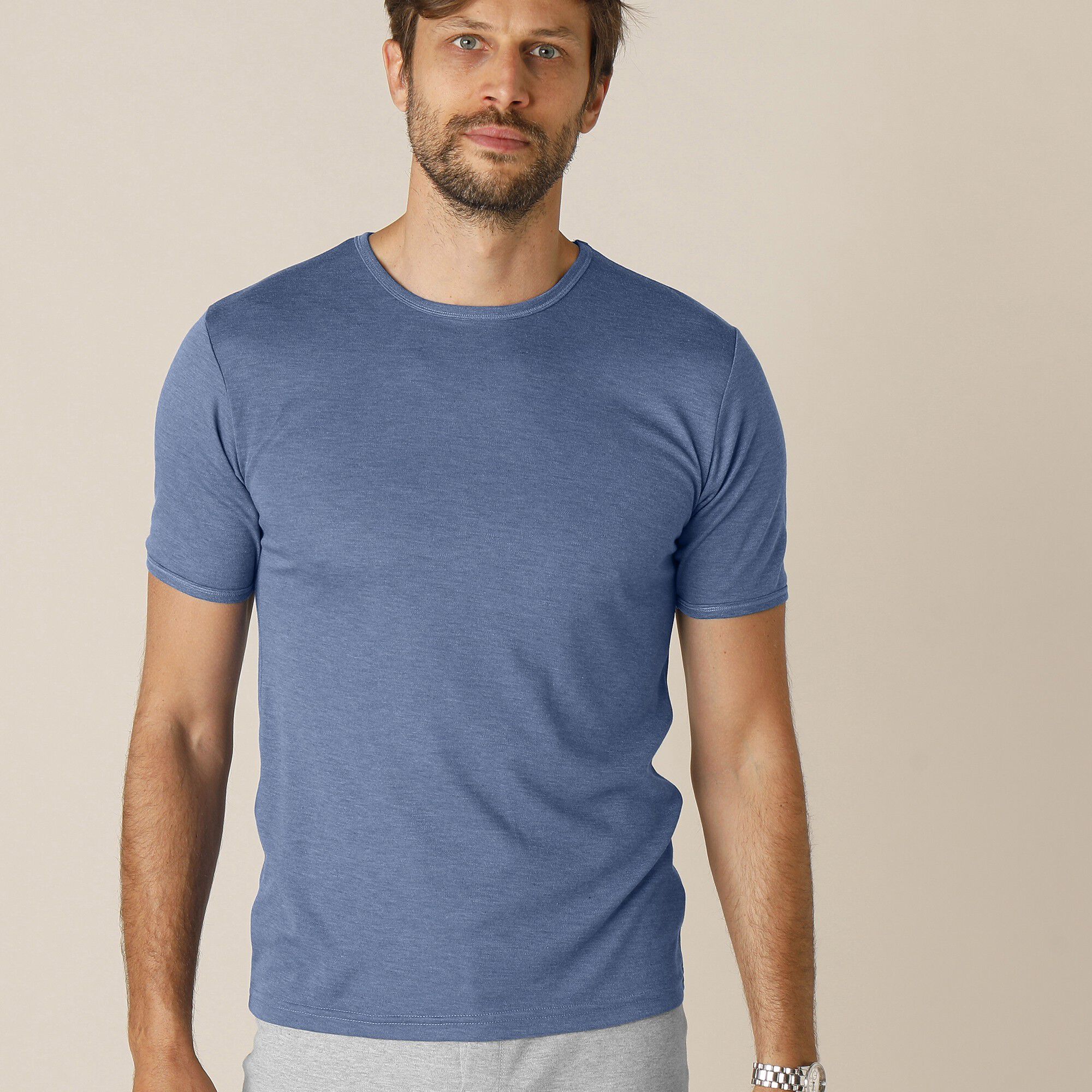 Tee-shirt sous-vêtement homme col rond manches courtes polyester