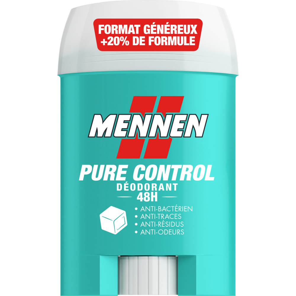 mennen PURE CONTROL Deodorant homme 48H stick large sans alcool anti traces