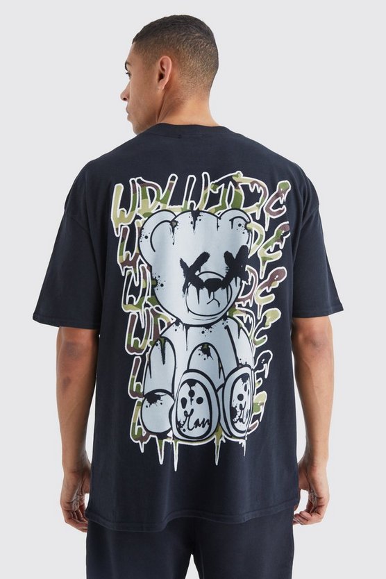 Oversize T-Shirt mit Camouflage Bear Print
