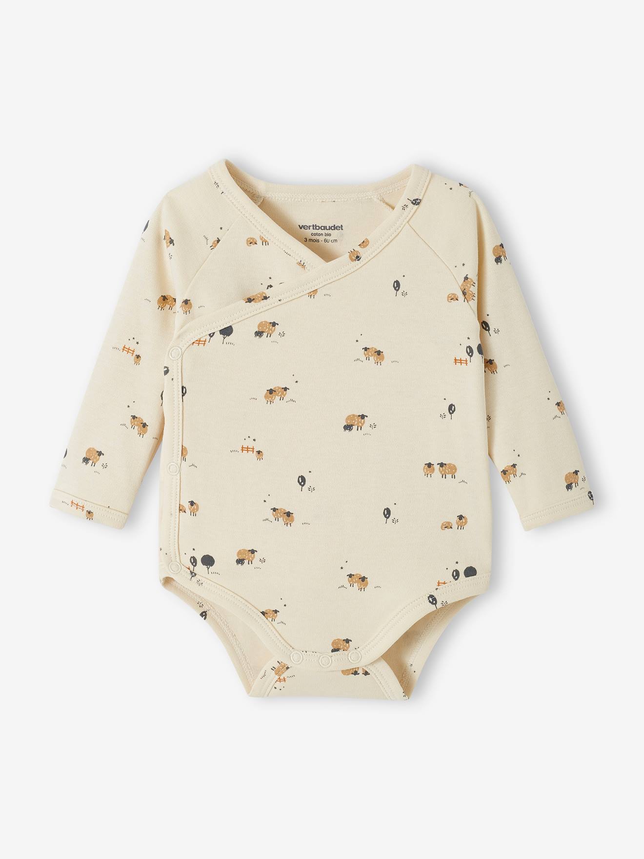 Vertbaudet 5er-Pack Baby Wickelbodys aus Bio-Baumwolle Oeko-Tex - pack karamell schäfchen