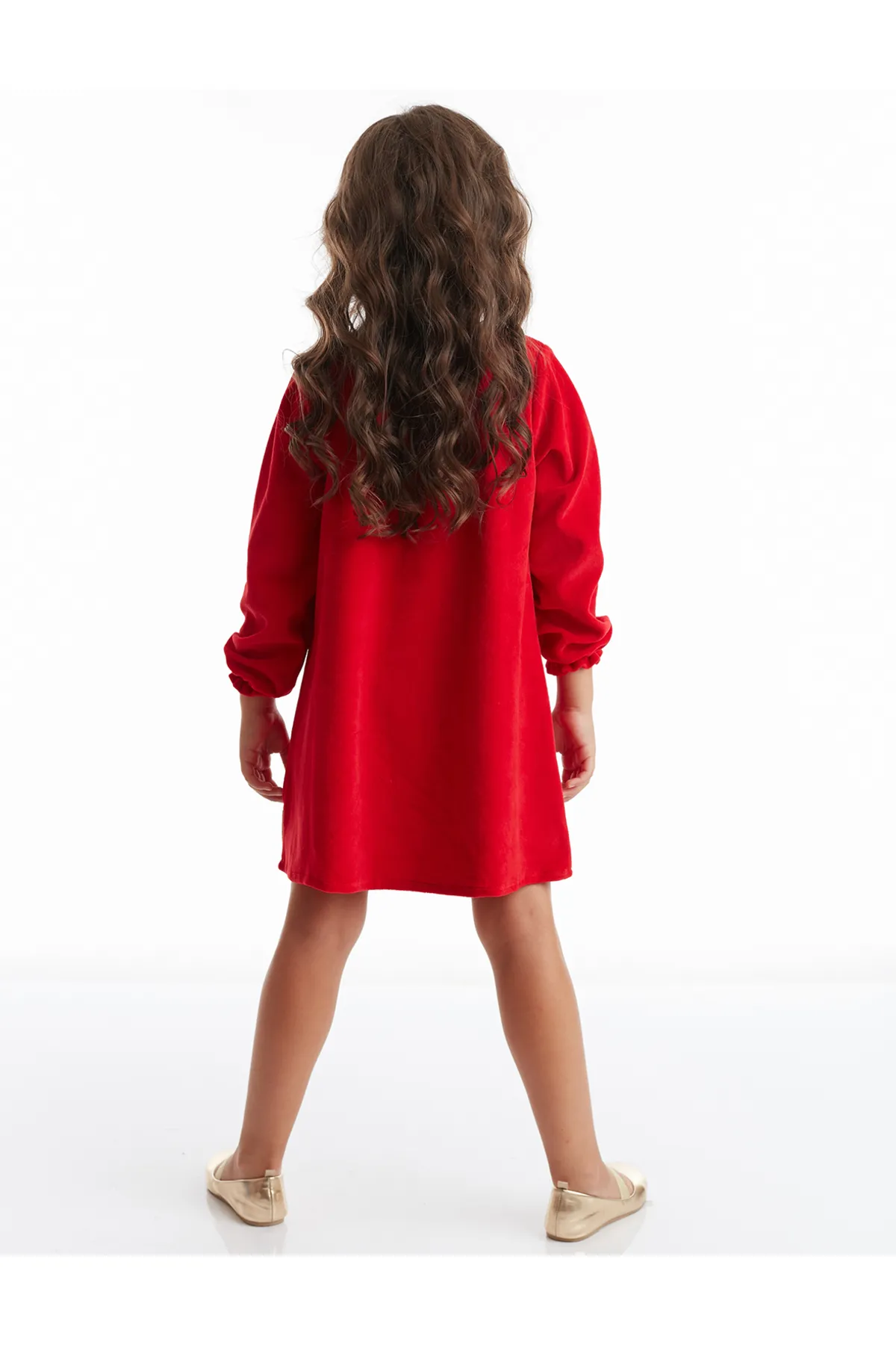 Denokids  Rotes Weihnachtskleid aus Samt für Baby-Hirschmädchen