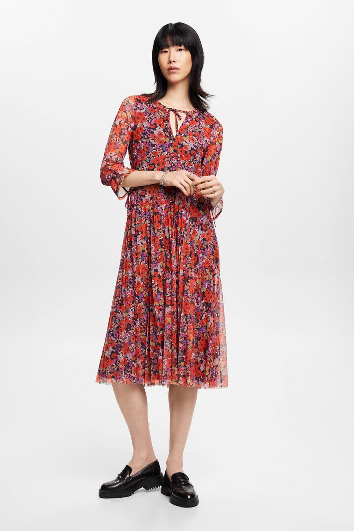 Midikleid aus Mesh mit Allover-Muster