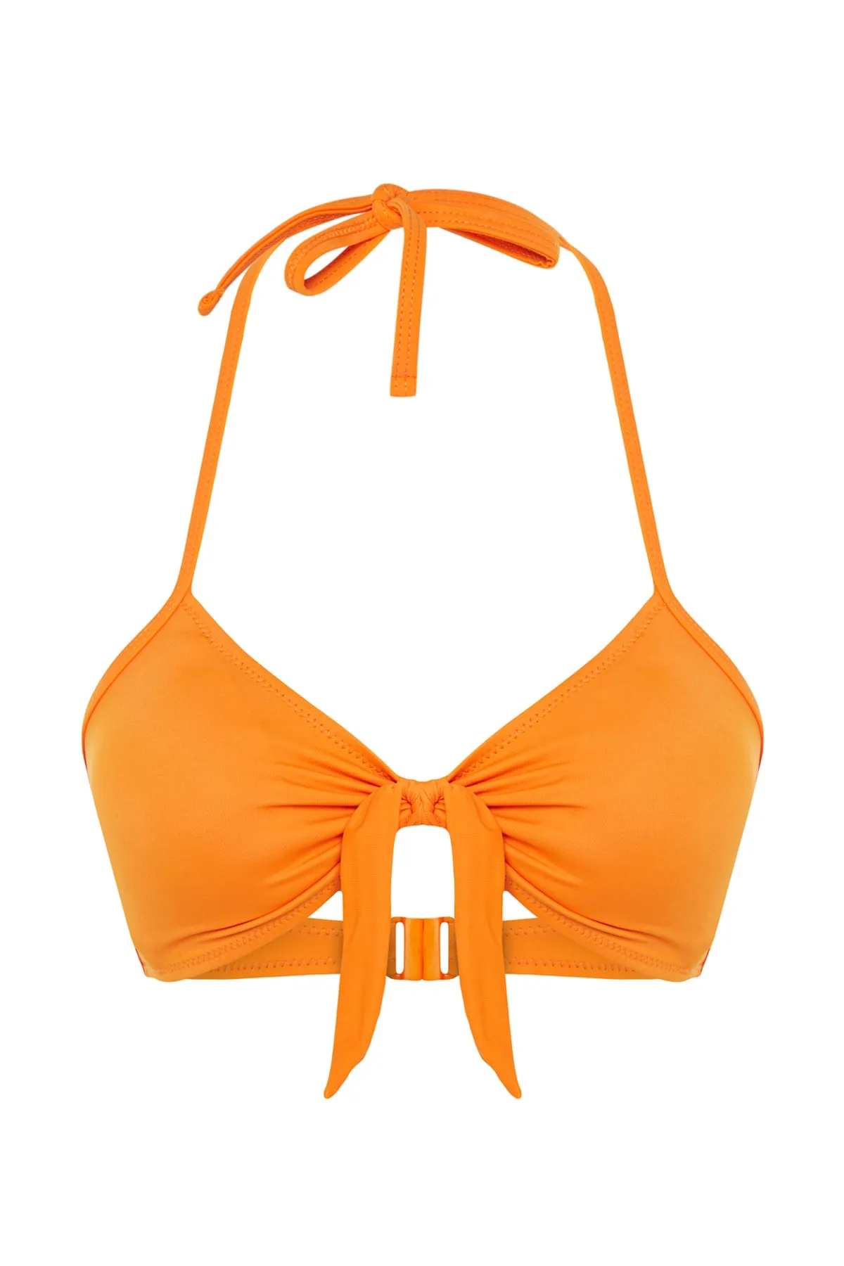 Trendyol Collection  Orangefarbenes Triangel-Bikinioberteil mit Knoten TBESS21BU0098