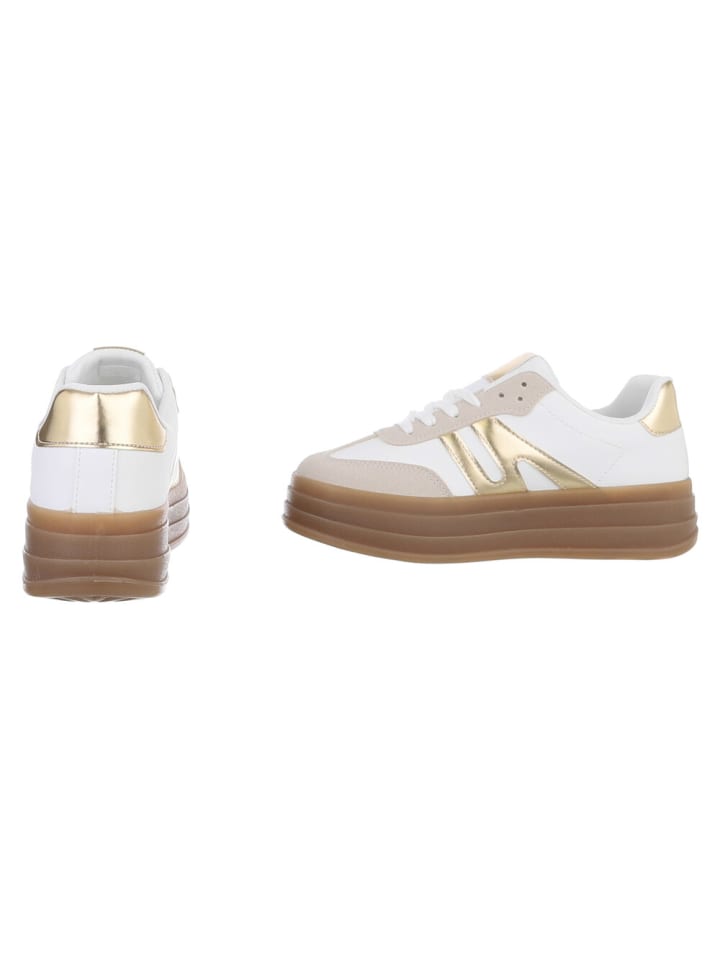 Ital-Design Freizeitschuh in Creme und Gold günstig kaufen