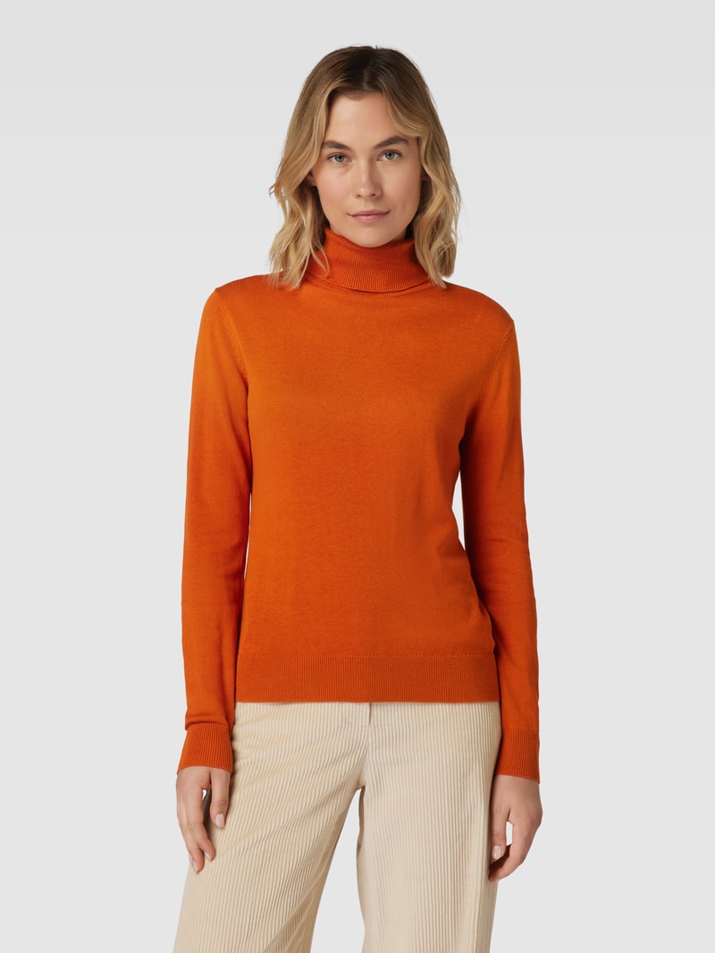 Rollkragenpullover in Melange-Optik in orange