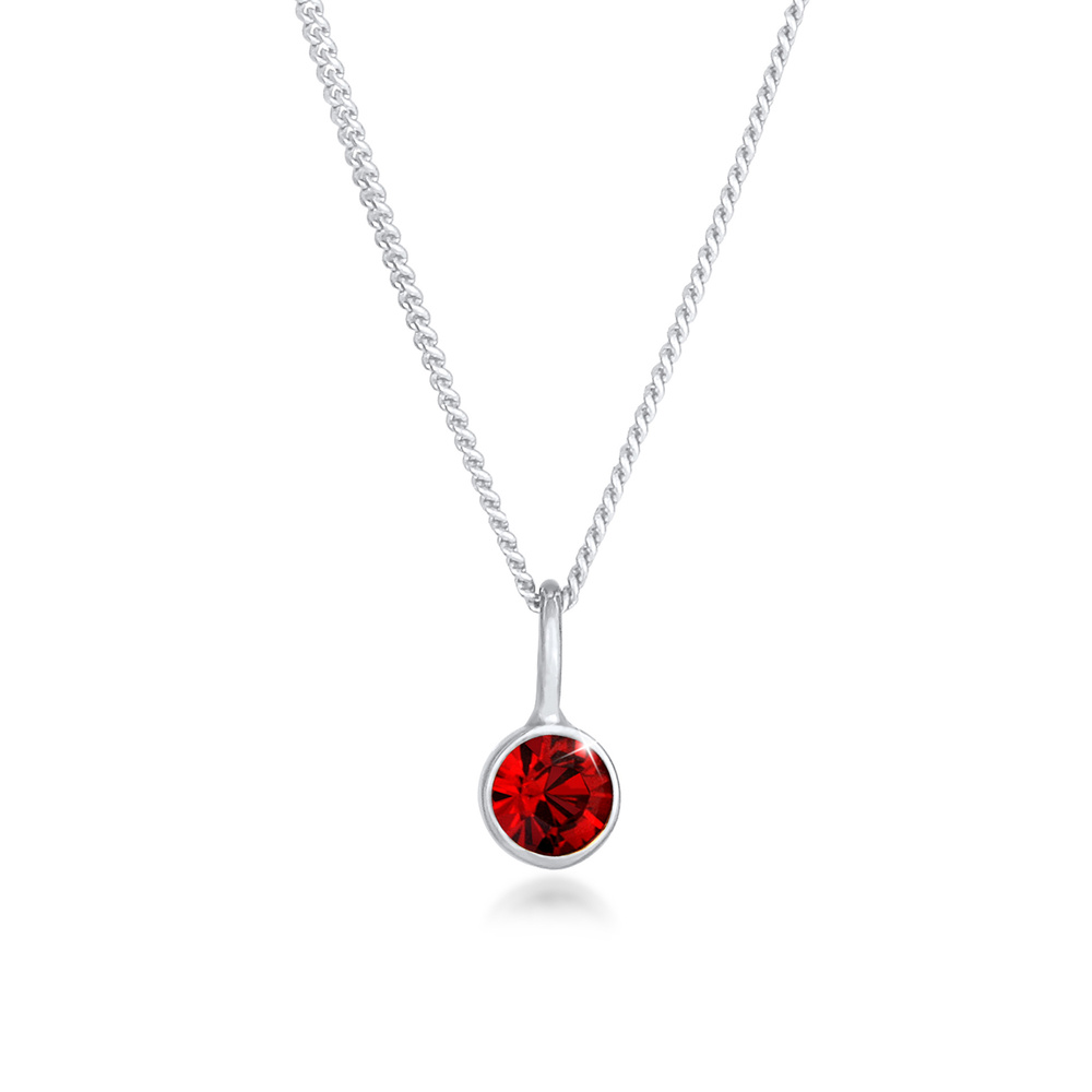 Elli Elli Collier Solitär Rund Kristall Rot 925 Silber collier