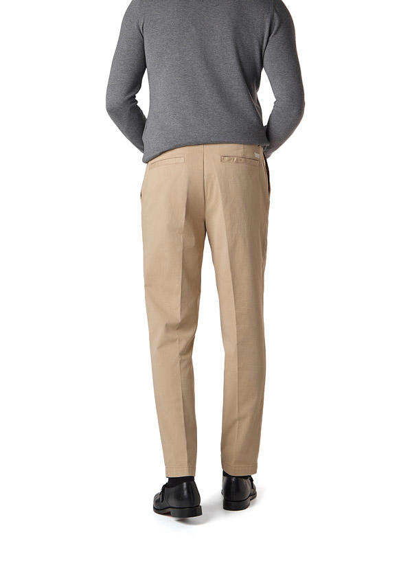 BOSS Black, Bundfaltenhose Kane, Regular Fit, Baumwolle, beige