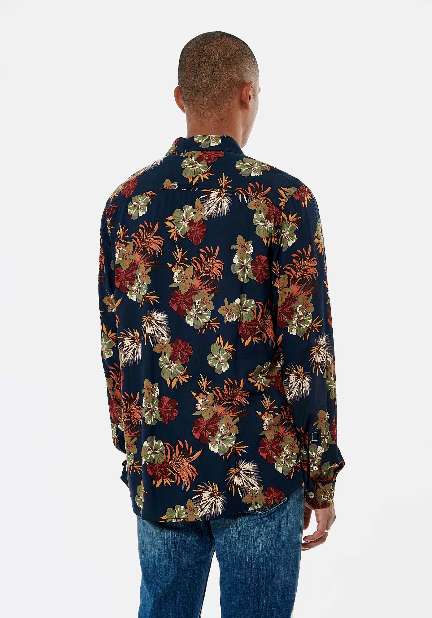 CHILL  Chemise bleue fleurie homme