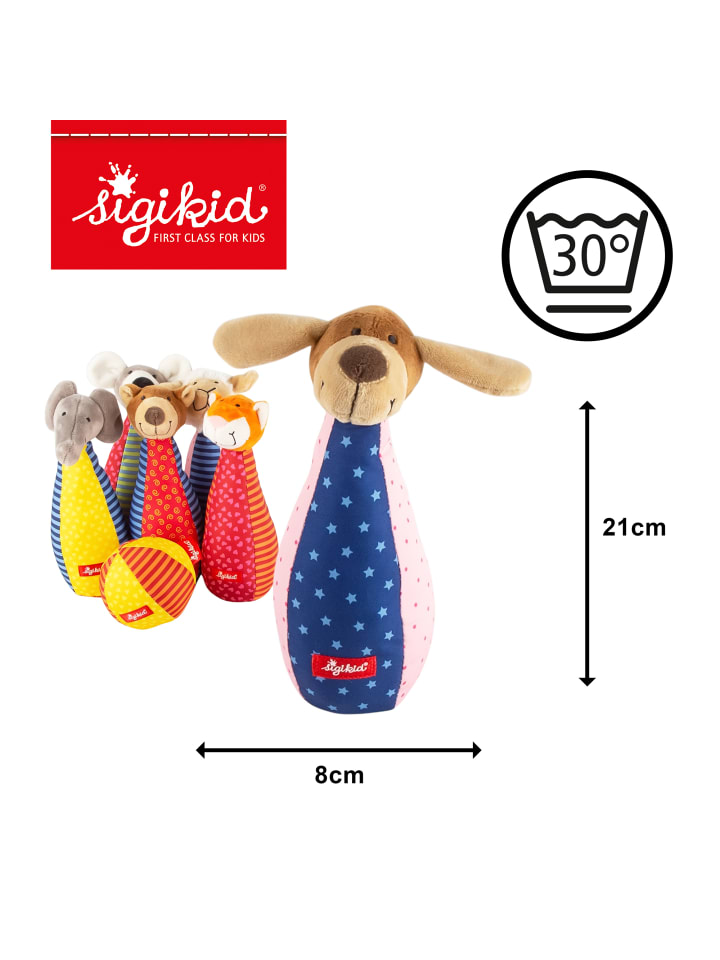 Sigikid Kegelspiel mit 6 Stofftierfiguren und Softball PlayQ in mehrfarbig günstig kaufen onesize