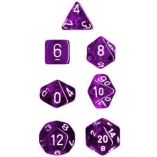 Purple w/white Translucent Polyhedral 7-Die Sets