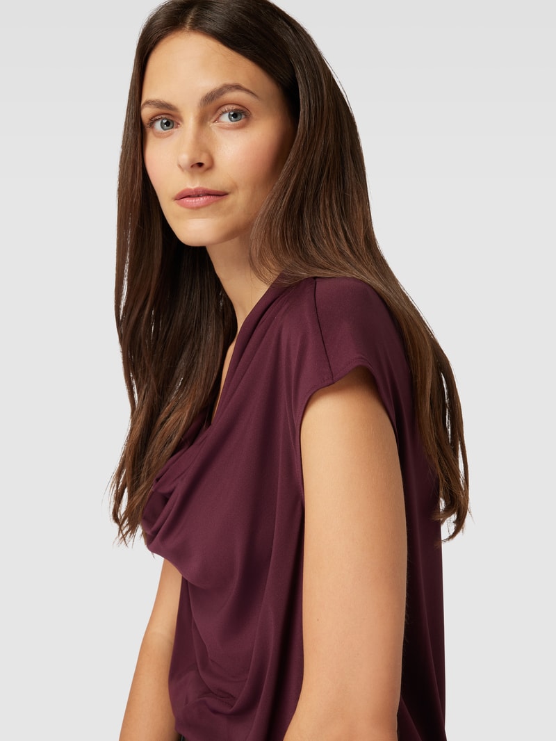 Blusenshirt mit Wasserfall-Ausschnitt in bordeaux rot