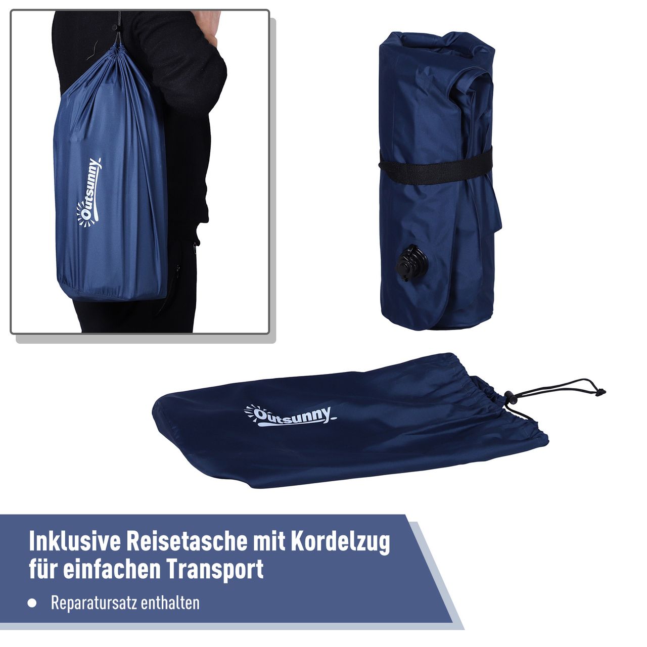 Outsunny Luftmatraze Aufblasbare Luftbett Camping Matraze Schlafmatte Pongee