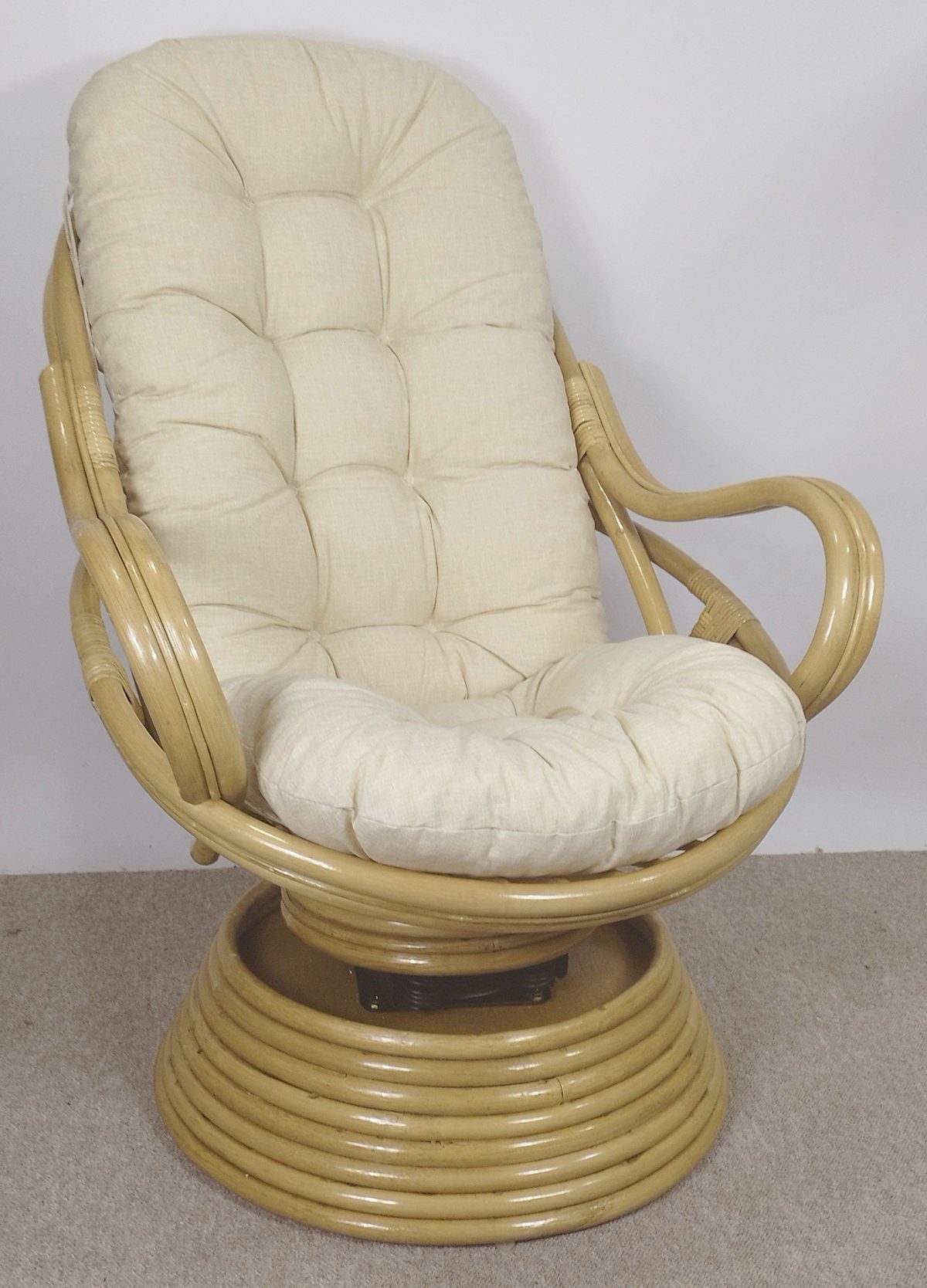 Rattani Rattanstuhl Rattan Drehsessel, Drehwippsessel Linda Fb. honig