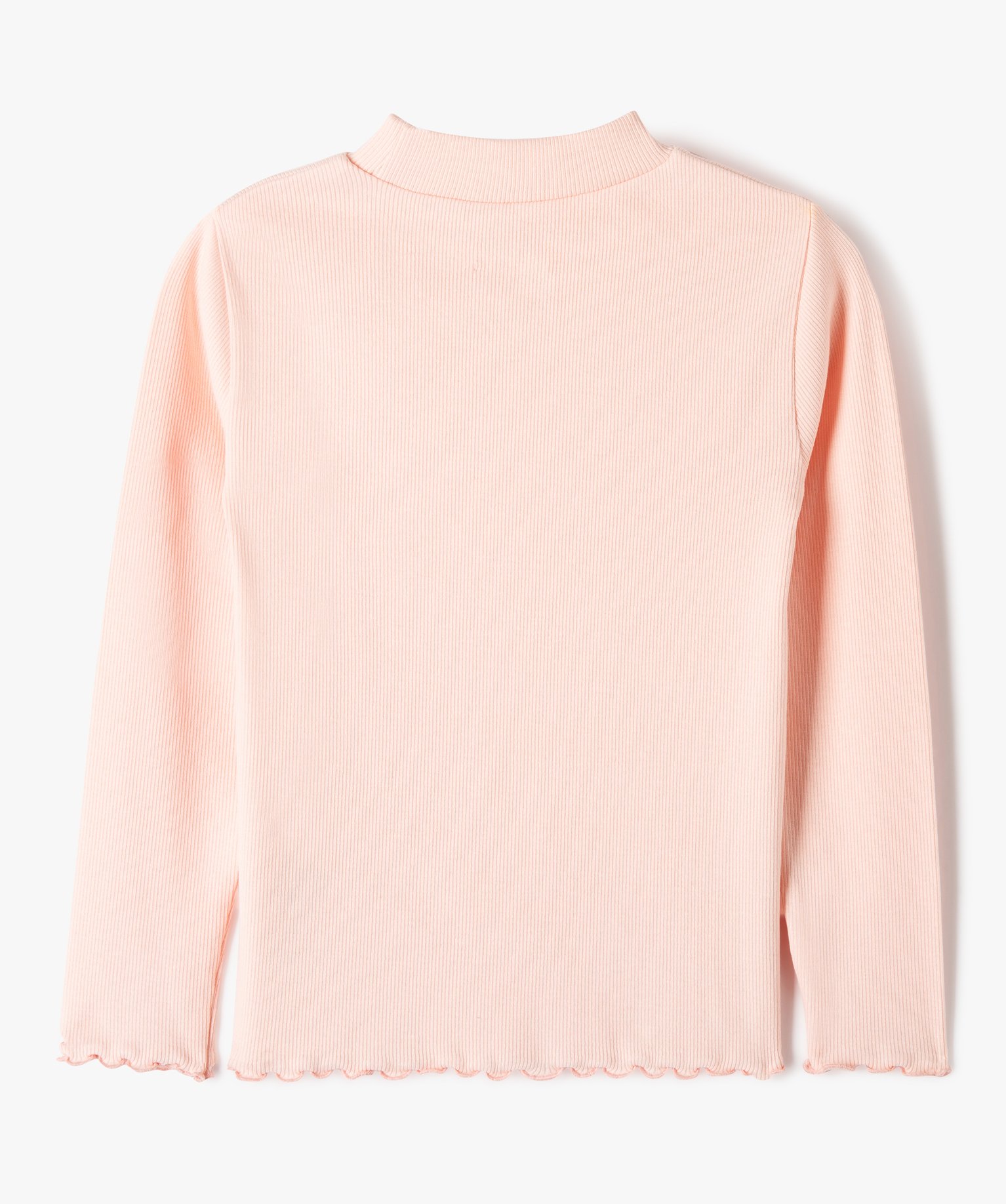 Tee-shirt à manches longues en maille ctelée fille rose | GEMO