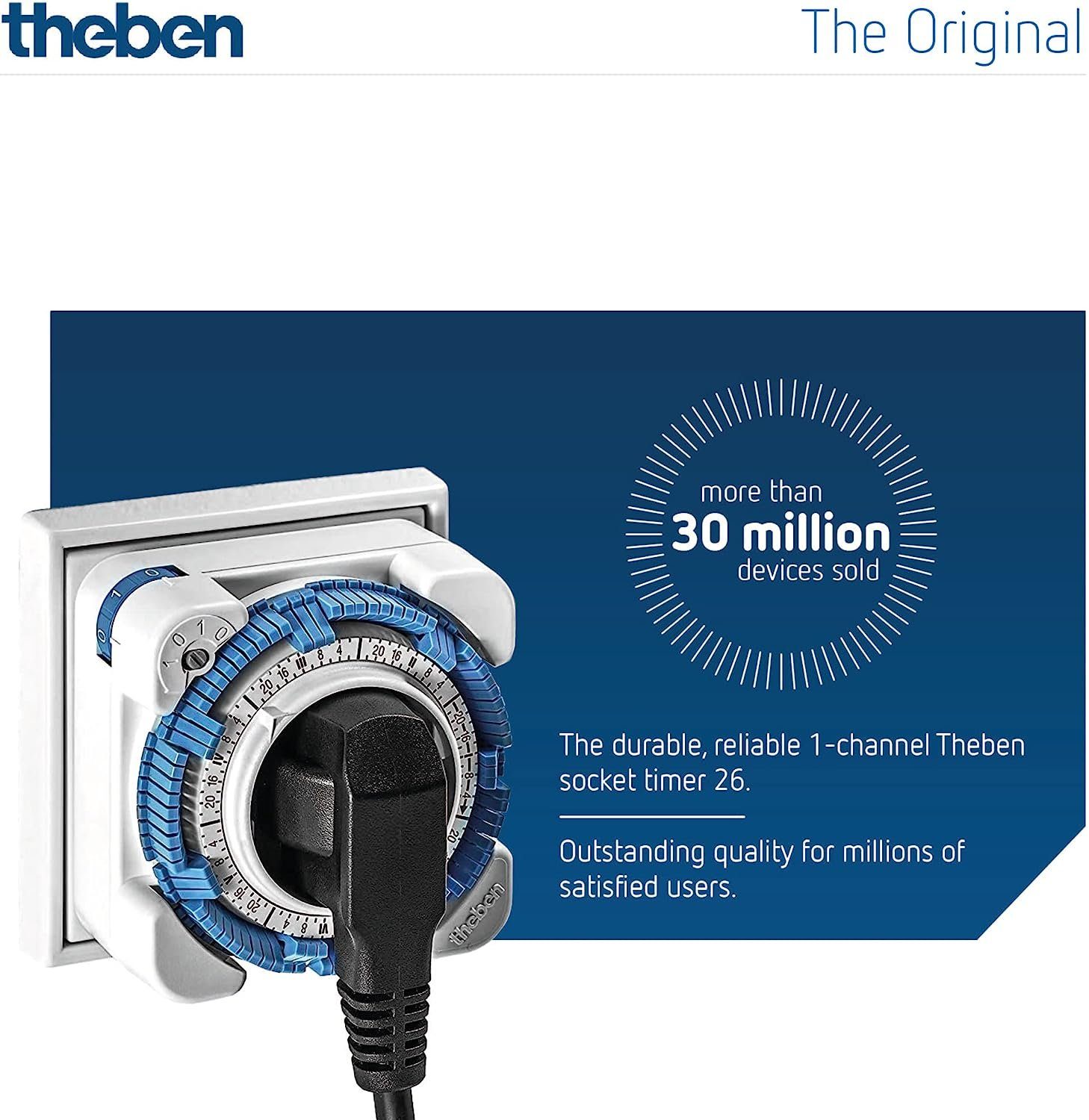 theben Zeitschaltuhr timer 26, analog, Steckdose, Timer, Netzsynchron, ohne Gangreserve