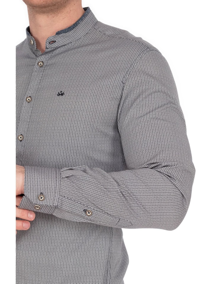 Spieth & Wensky Stehkragenhemd DORIAN in grau günstig kaufen 3XL