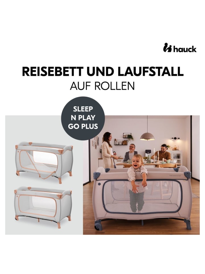 Hauck Reisebett Sleep N Play Go Plus (mit Rollen und seitlichem in grau günstig kaufen onesize