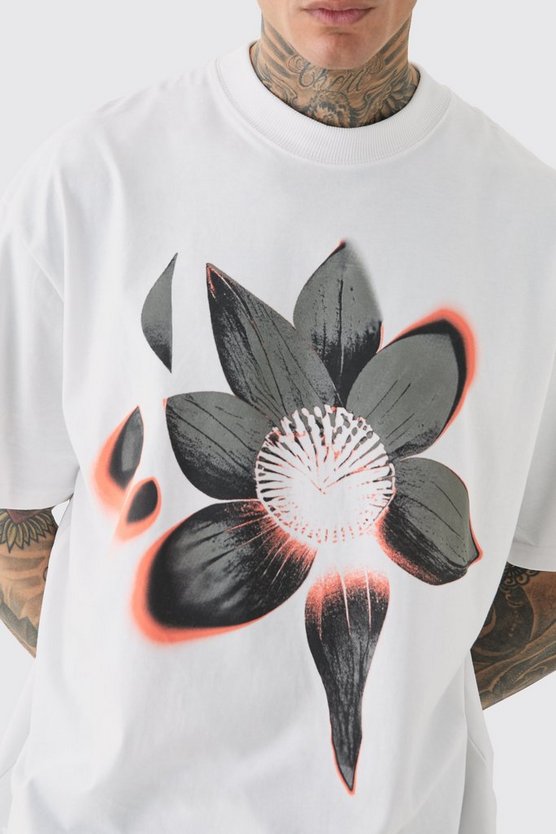 Tall Oversize T-Shirt mit abstraktem Blumenprint