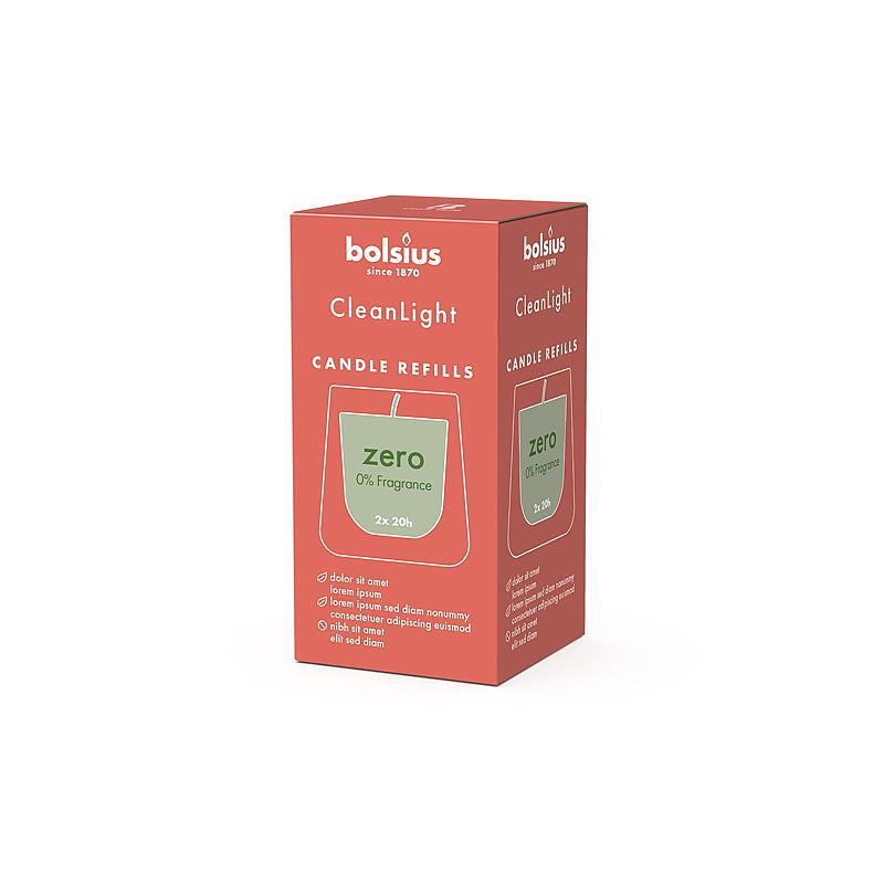 Bolsius Clean Light 2-pk refill 0% duft