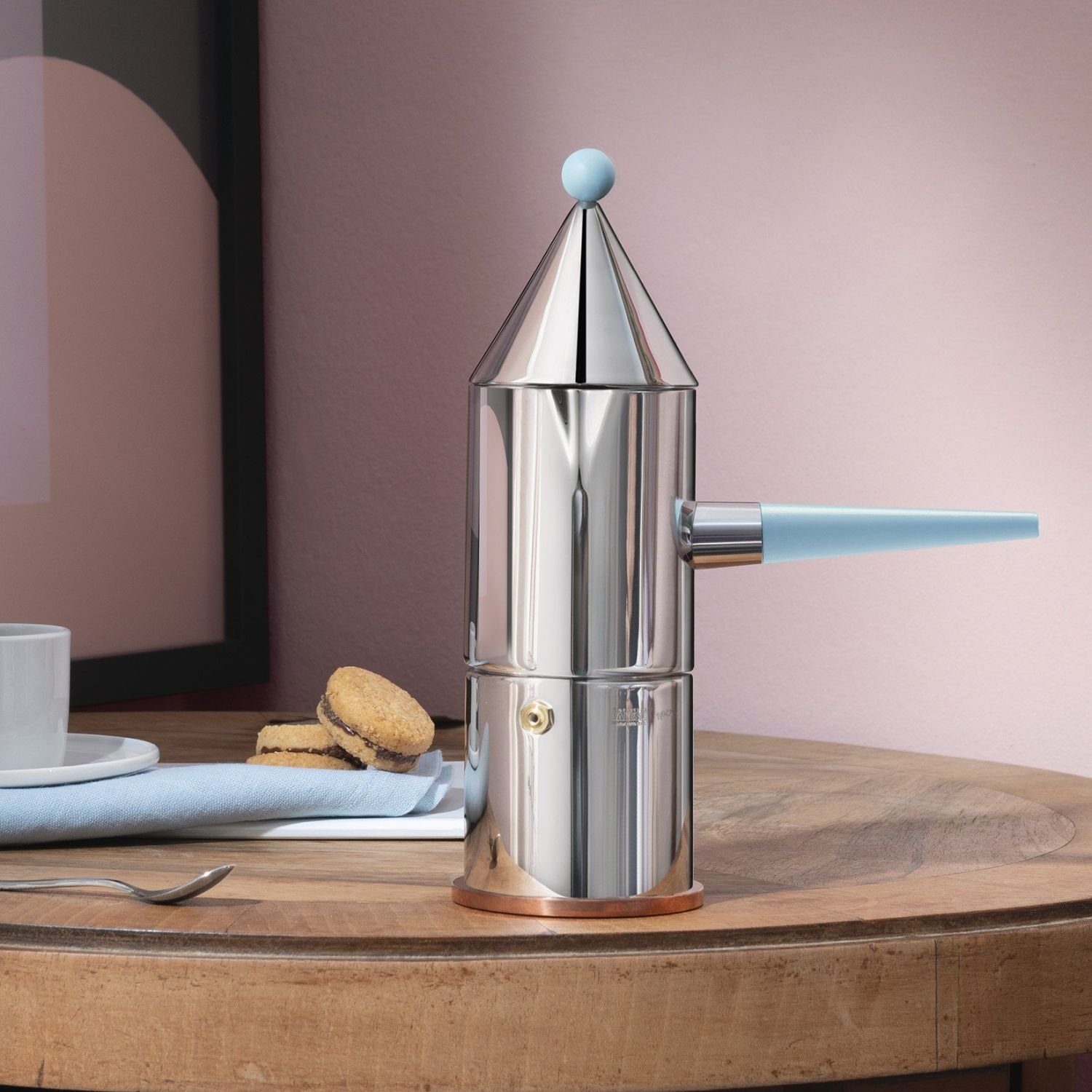 Alessi Espressokocher La Conica für 3 Tassen Hellblau, 0,15l Kaffeekanne