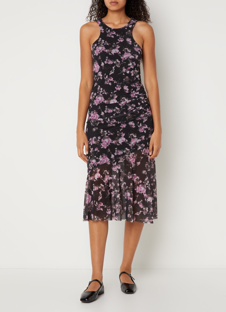 Rochie midi tricotată cu imprimeu floral Ganniflor