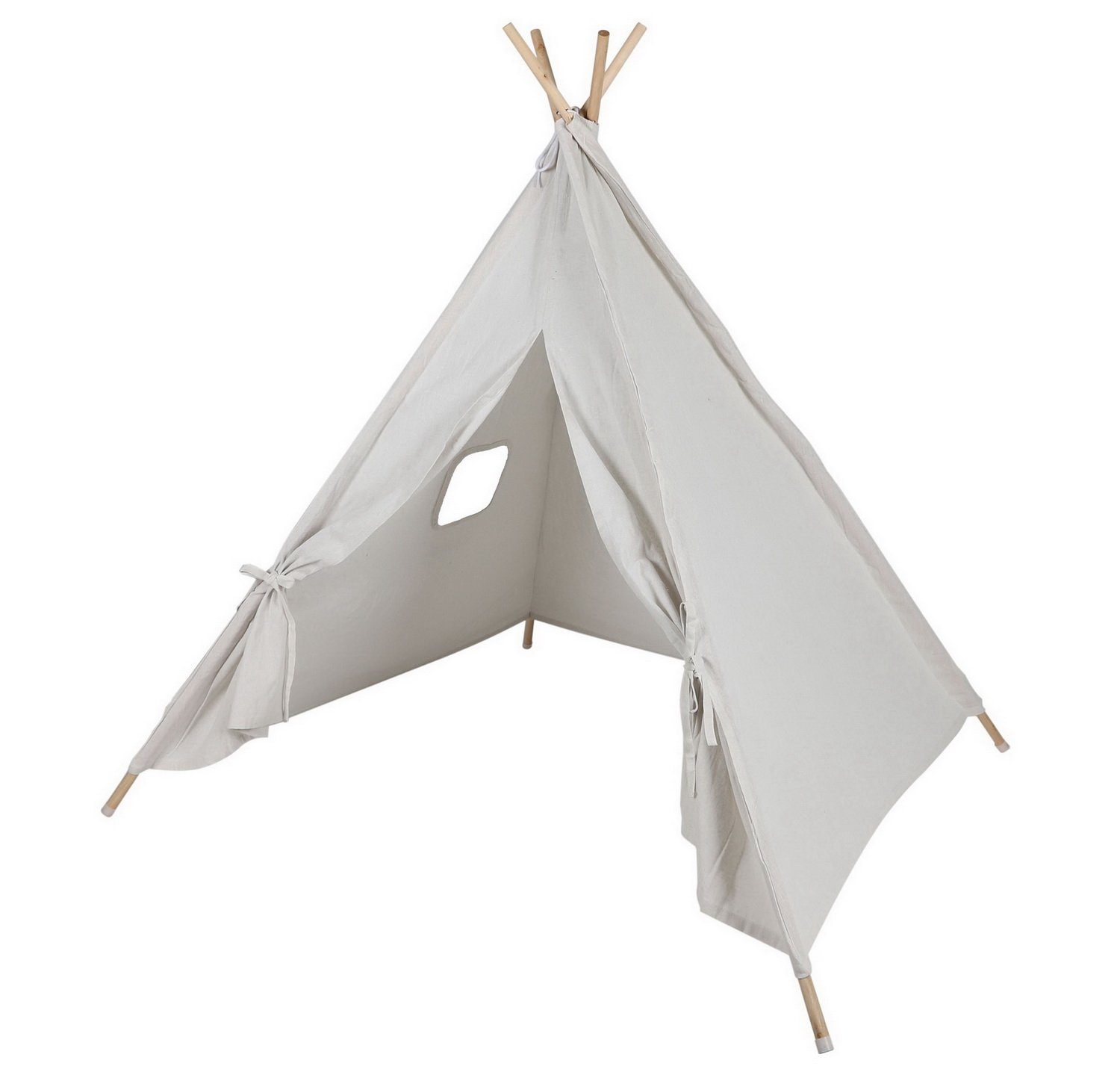 Judy Wild Tipi-Zelt Kinder Zelt Tipi Kinderzelt, (Gestell aus Eukalyptusholz, Stoff aus 60% Baumwolle, 40% Polyester, (LxBxH) 120 x 120 x 155 cm), mit kleinem Fenster, ab 24 Monate