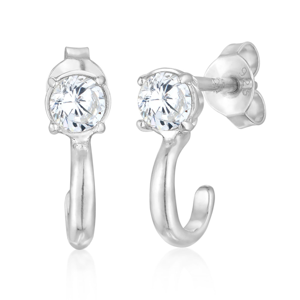 Elli Elli Boucles d'Oreilles Femmes Créoles Basique étincelantes avec zirconium en arg Boucles d'oreilles