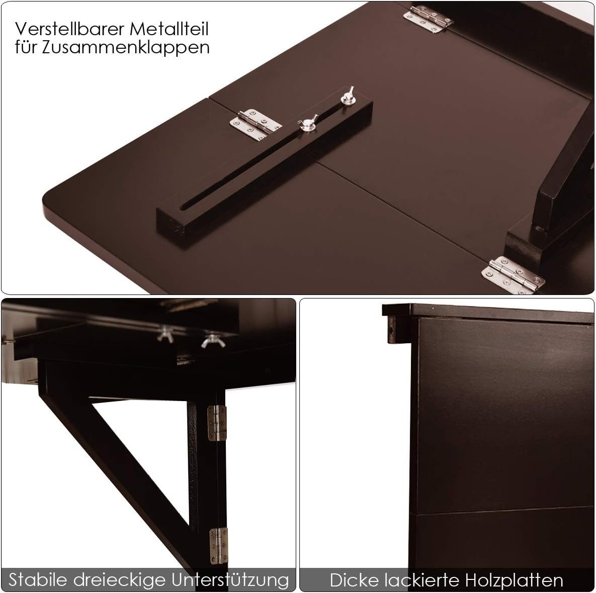 KOMFOTTEU Klapptisch Wandtisch, Hängetisch, 80 x 60 x 45 cm