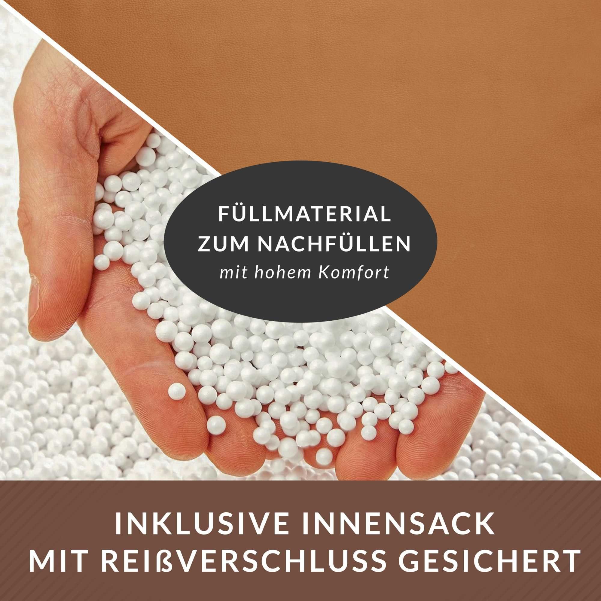 Green Bean Fußhocker Sitzpouf aus Kunstleder in 3 Farben (Pouf Bodenkissen Ablage Hocker Sitzkissen), Sitzhocker mit Füllung, Maße 70x33x28cm - Ergänzung zum Sitzsack