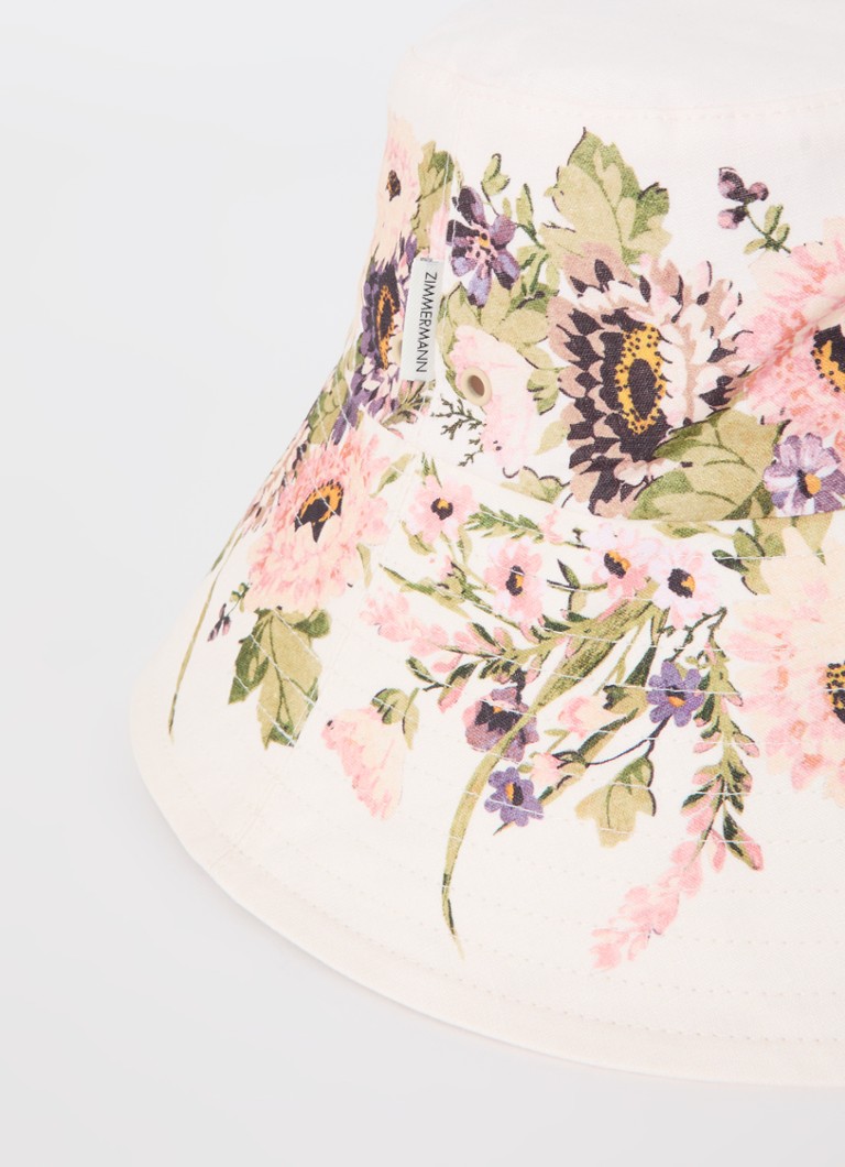 Pălărie de pescar din in Zimmermann cu imprimeu floral.