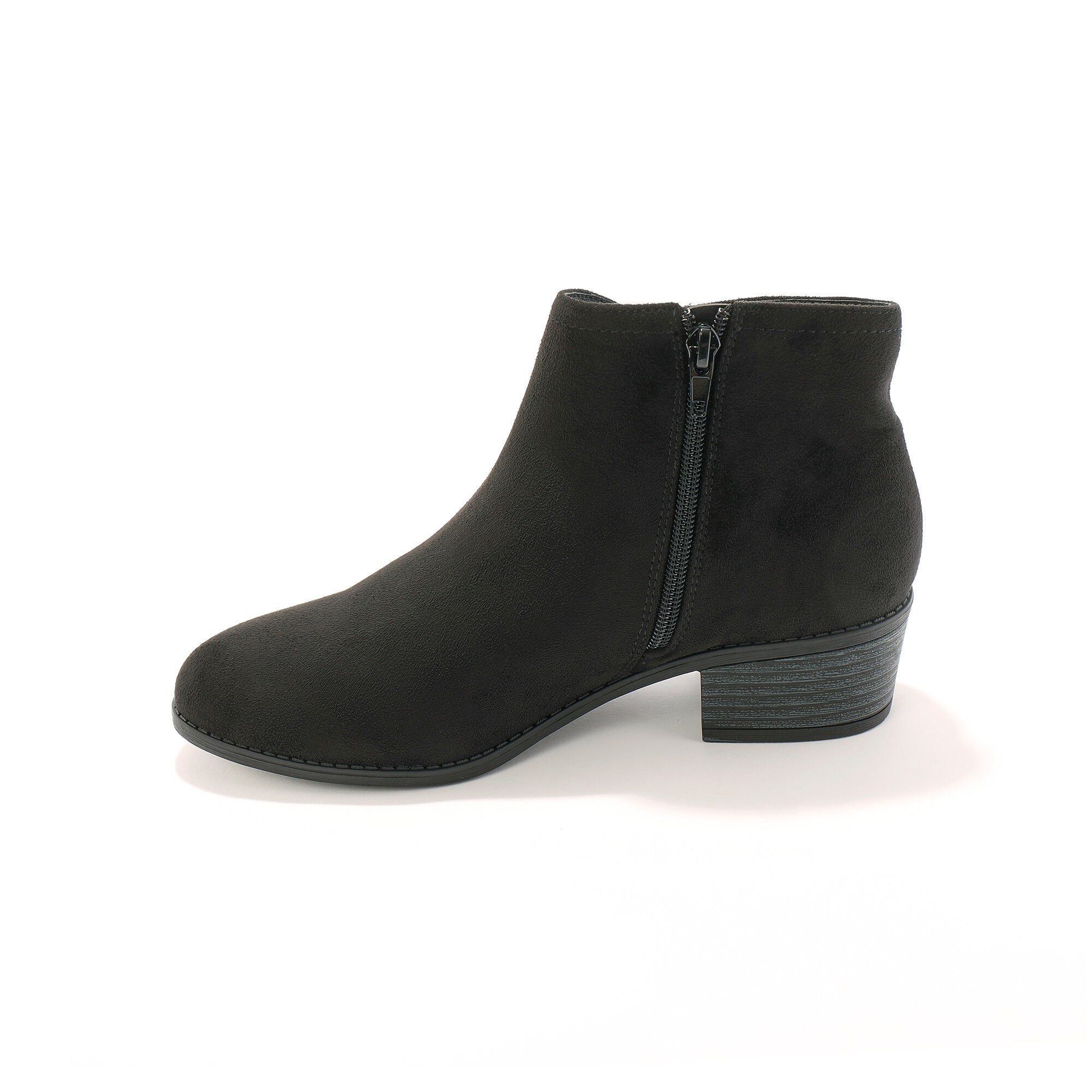 Low-boots zippées à surpiqûres fantaisie effet suédine