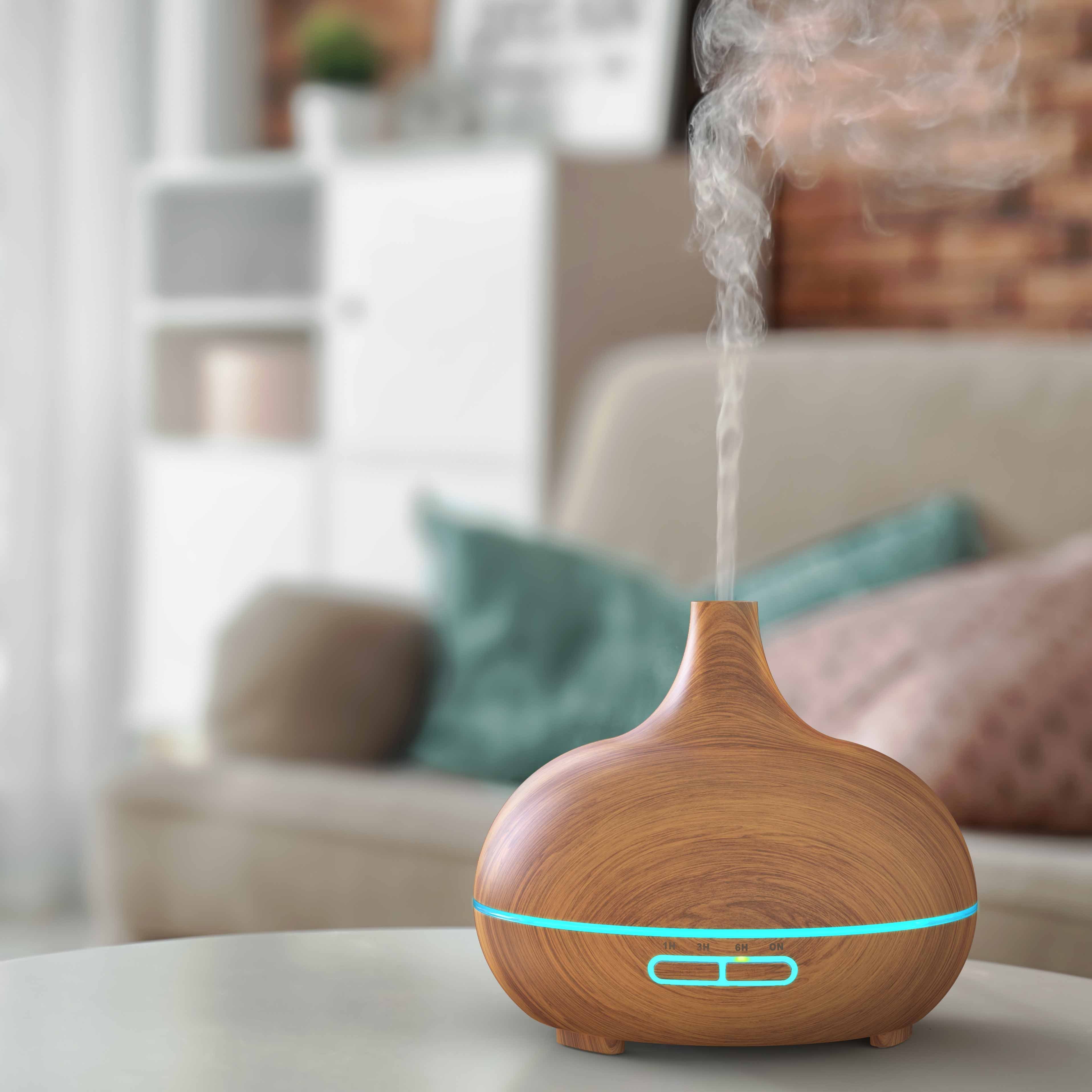 Arendo Diffuser, 0,3 l Wassertank, Aroma Diffusor, Holz Design, LED, Timer, 7 Farben Wechsel, 300ml