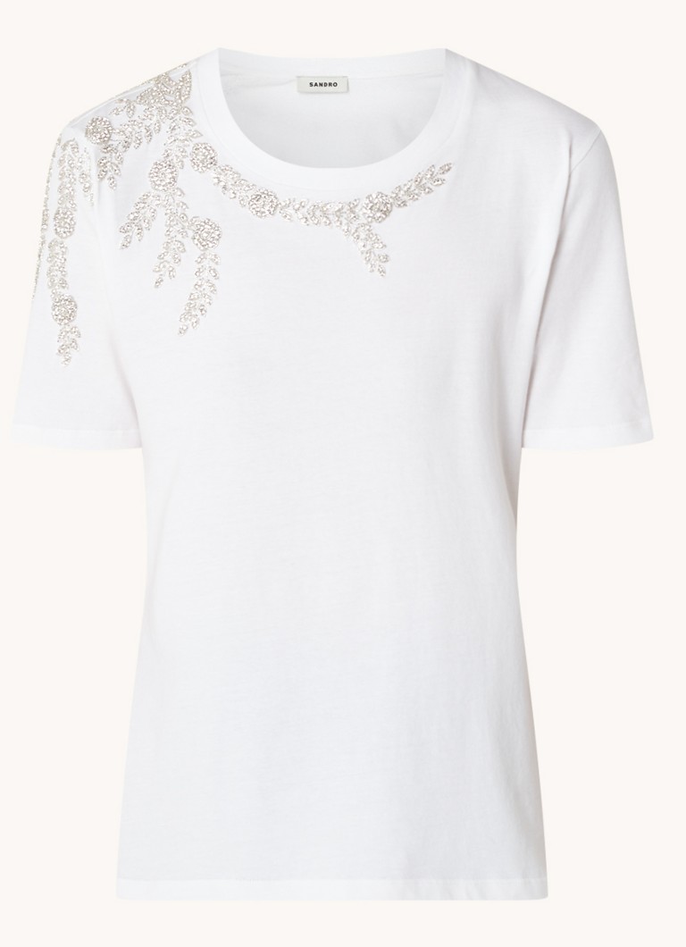 Sandro T-shirt with rhinestones and stretch