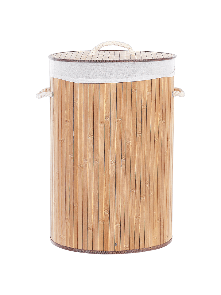 Beliani Wäschekörbe SANNAR in Heller Holzfarbton/Weiß - (W) 40 x (H) 60 x (L) 40 cm günstig kaufen onesize