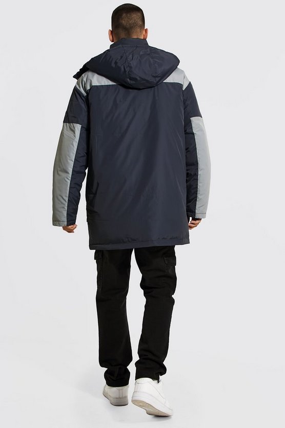 Colorblock Parka mit Kapuze