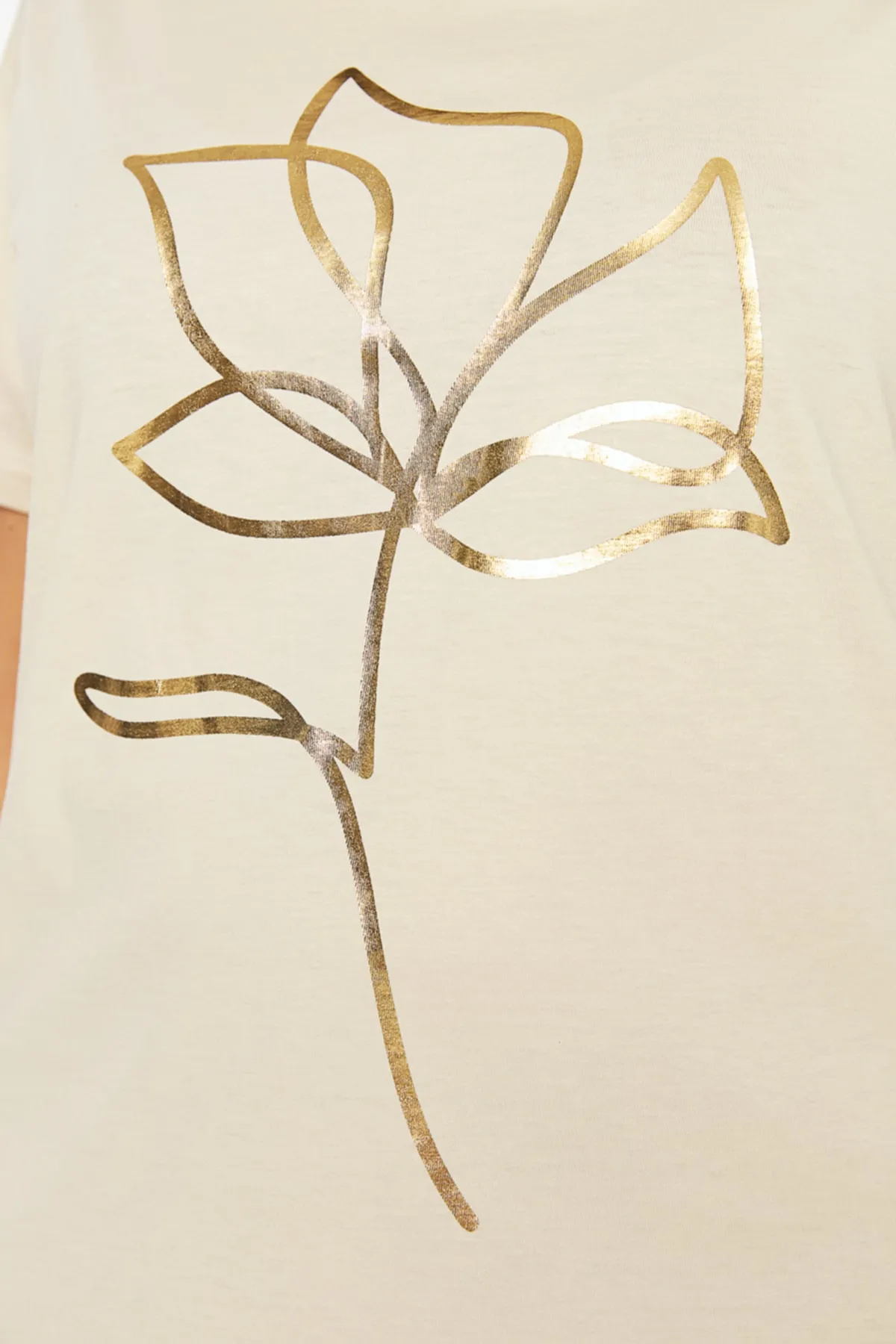 Trendyol Curve  Beige bedrucktes Strick-T-Shirt TBBSS22TS2287