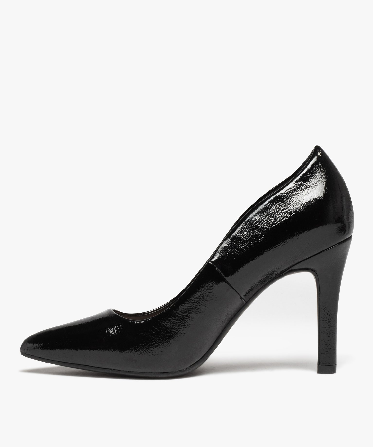 Escarpins femme vernis à talon aiguille et bout pointu noir | GEMO