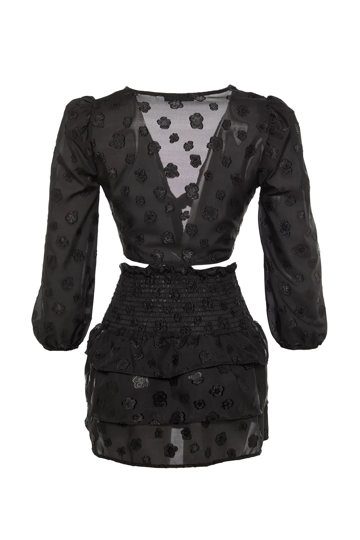 Trendyol Collection  Schwarzes Strandoberteil und -unterteil-Set mit Rüschendetail TBESS20AU0033