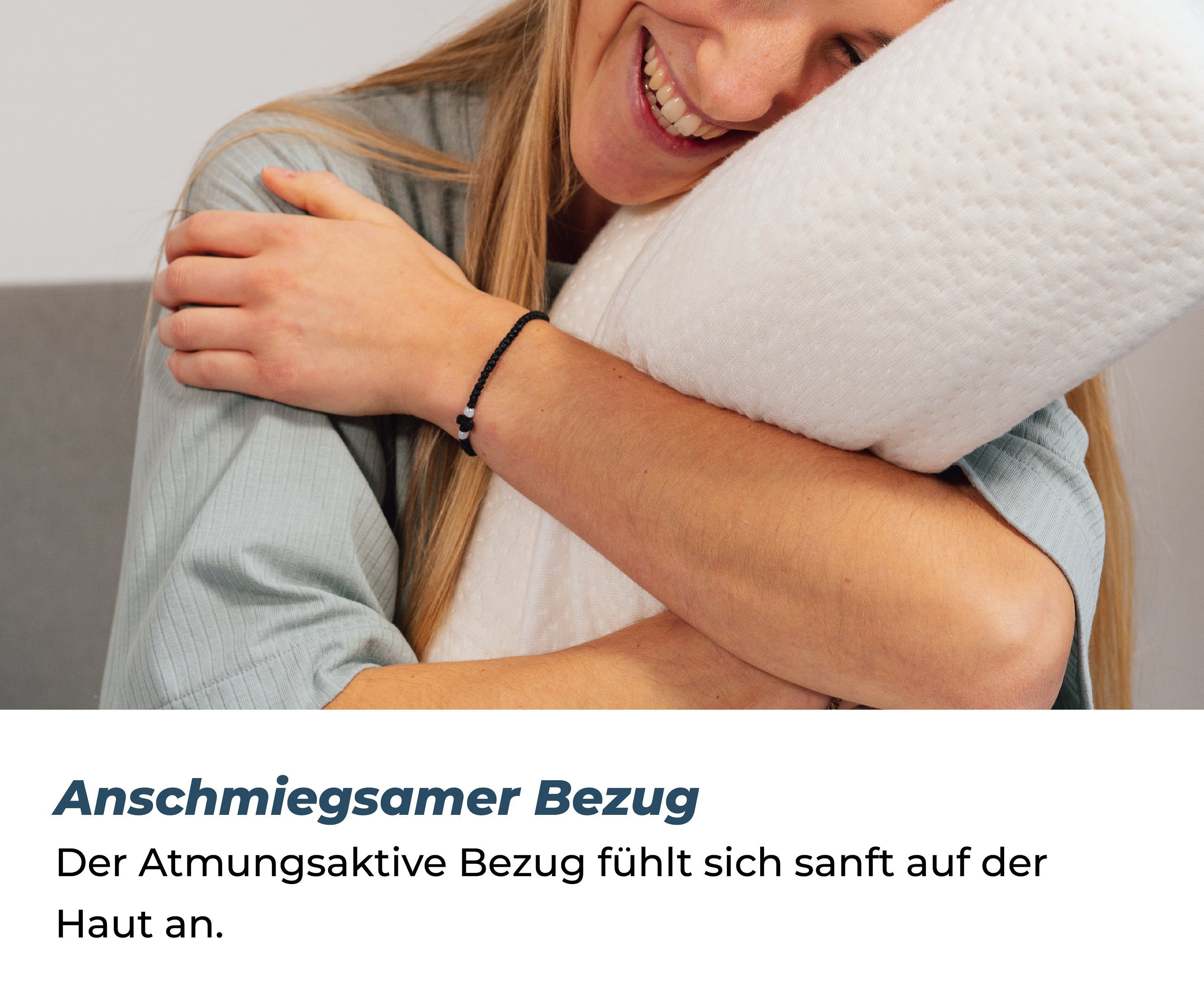 Nackenstützkissen Latex höhenverstellbar, liegegut, Füllung: Talalay Latex, Seitenschläfer, Rückenschläfer, Höhenverstellbar, atmungsaktiv, hergestellt in Deutschland